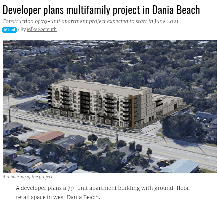 Developer plans multifamily project in Dania Beach